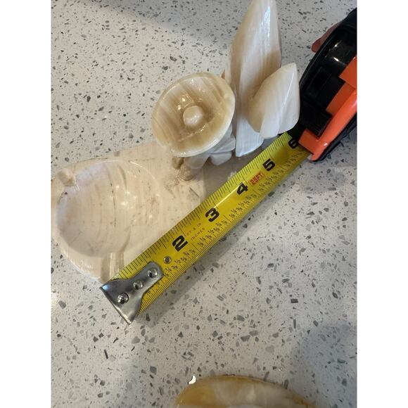 Pair Vintage Alabaster Stone Mexican Folk Art Figures Hats Incense Trinket Dish - Picture 12 of 16